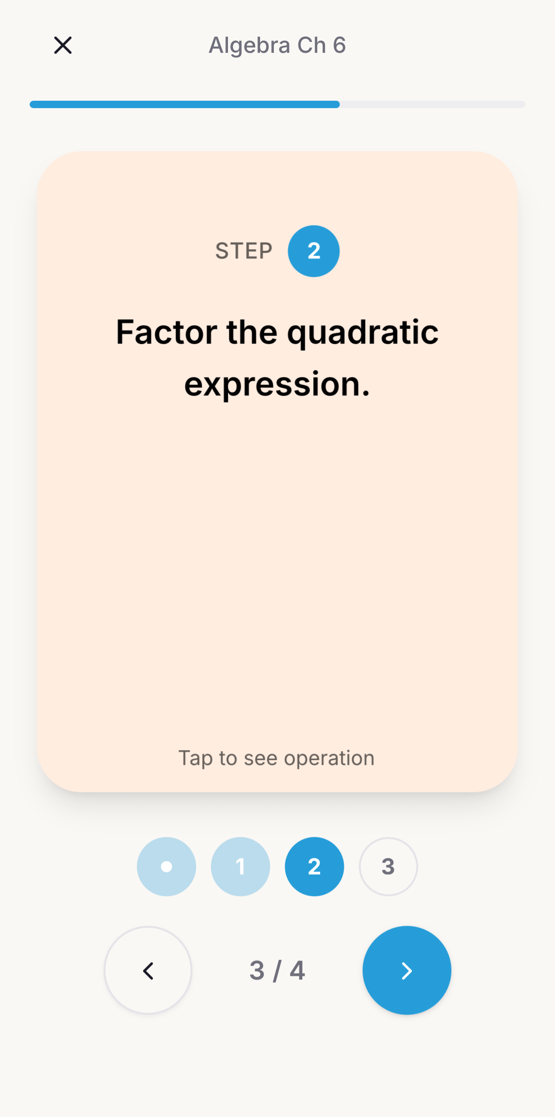 Algebra equation flashcard step 5